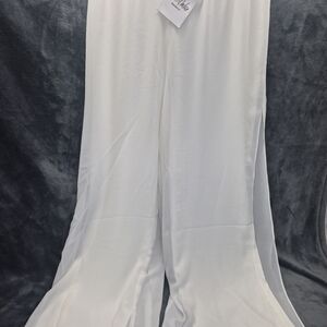 Bob Mackie White Wide-Leg Chiffon Palazzo Pants New